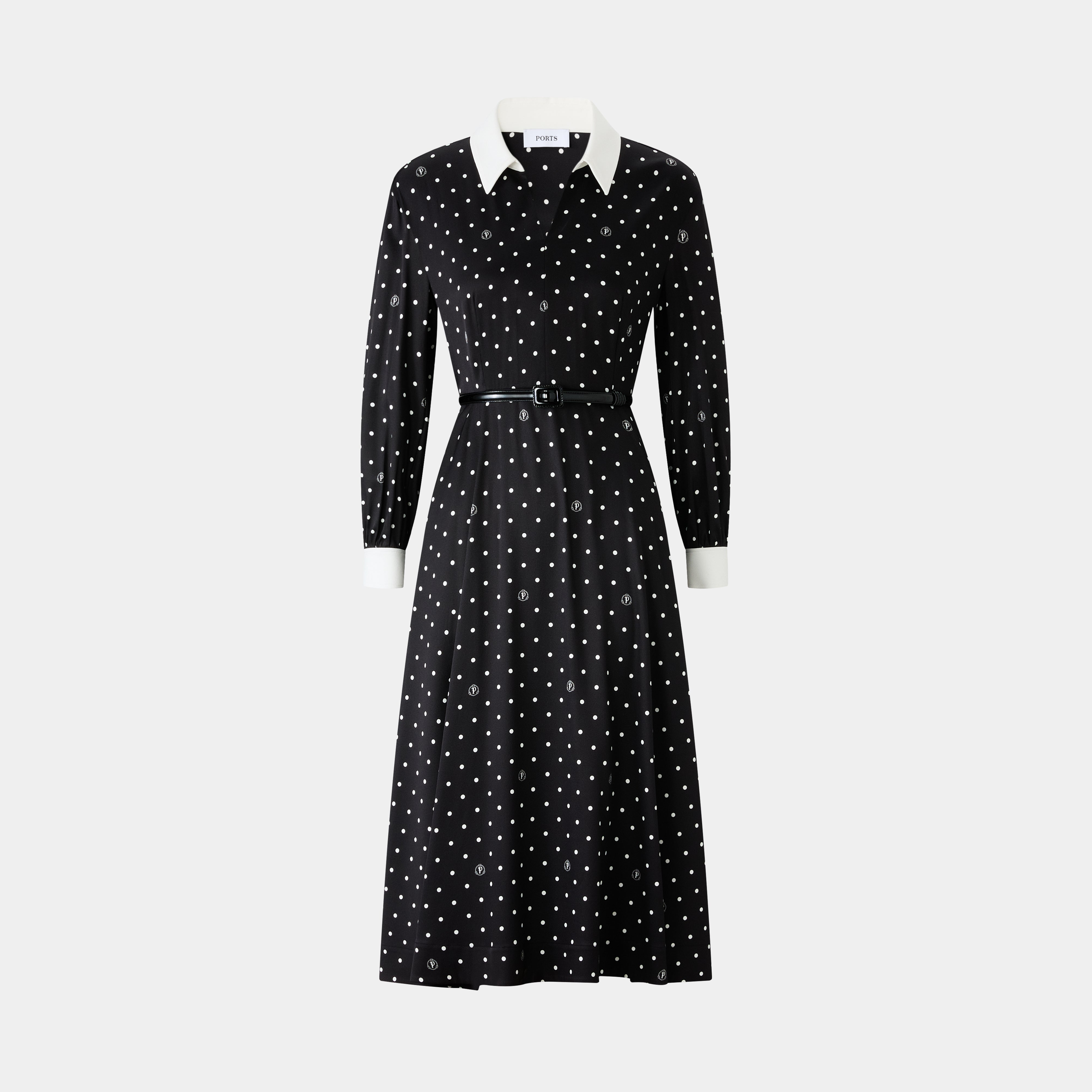 black long sleeve polka dot dress Lukea Long Sleeve Mini Dress | Black Polka Dot | Womens