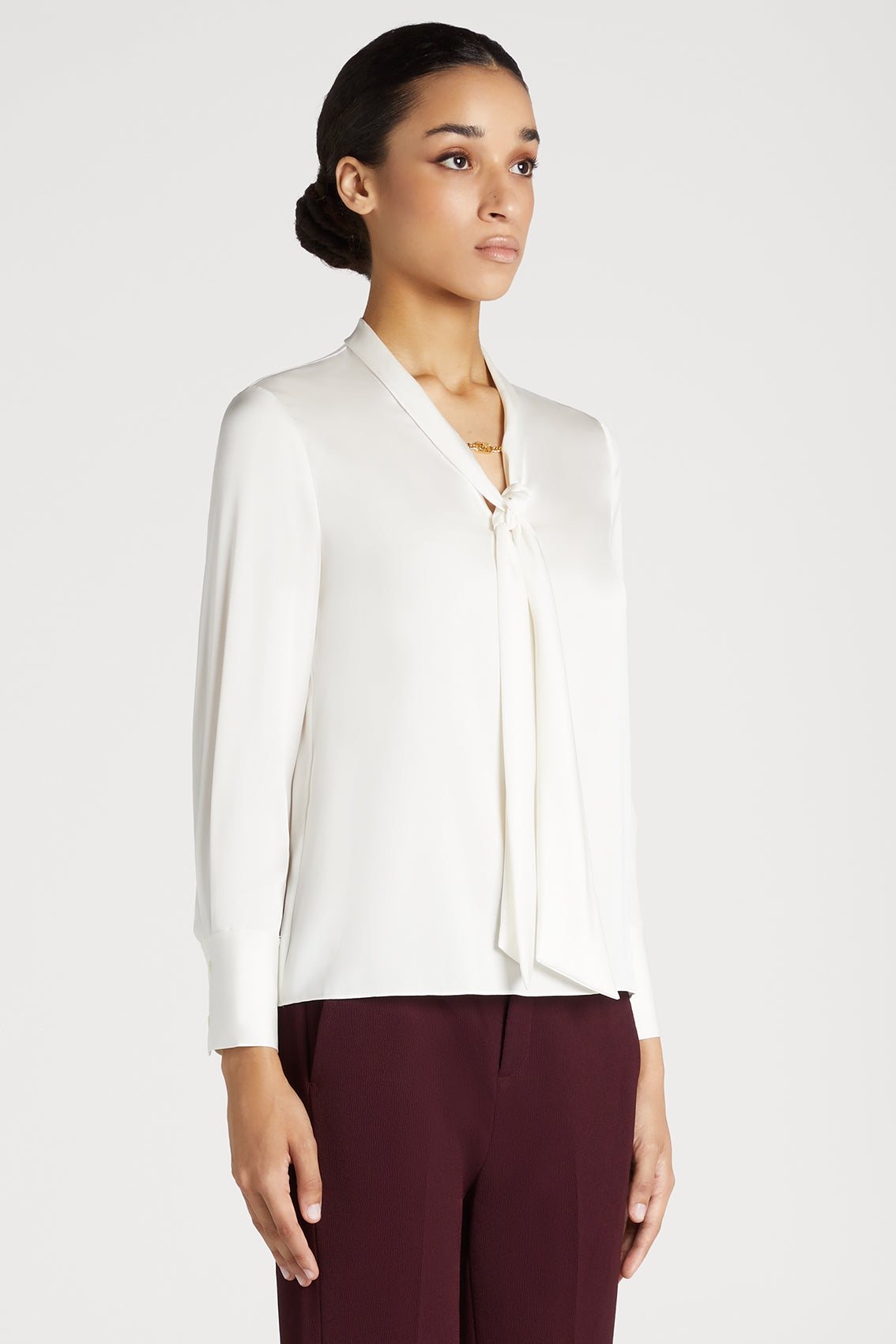 V Neck Blouse with Chain Detail