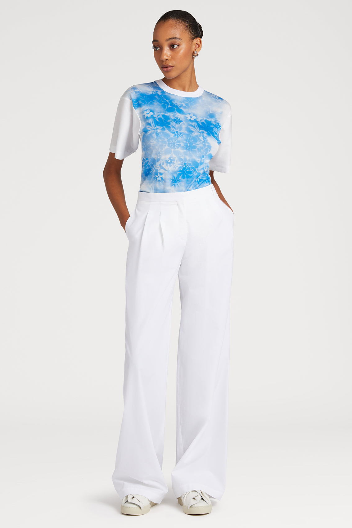 Optic White Wide Long Trousers