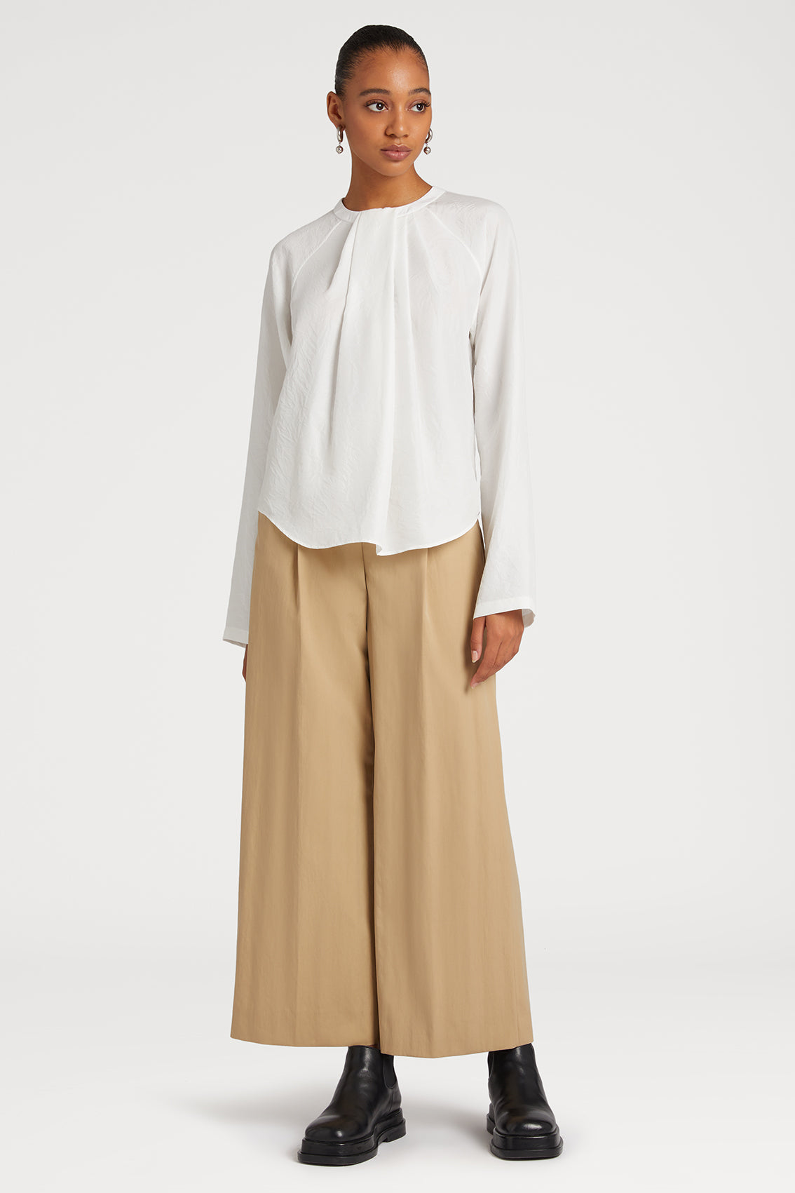 Cropped Wide-leg Heavy Cotton Trousers