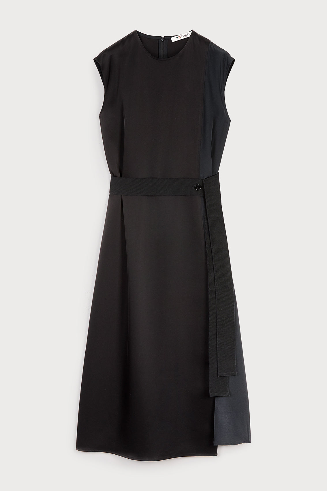 ports 1961 black shirt dress PORTS 1961 Size 4 Black Viscose Blend Wrinkled Double Layer Dress
