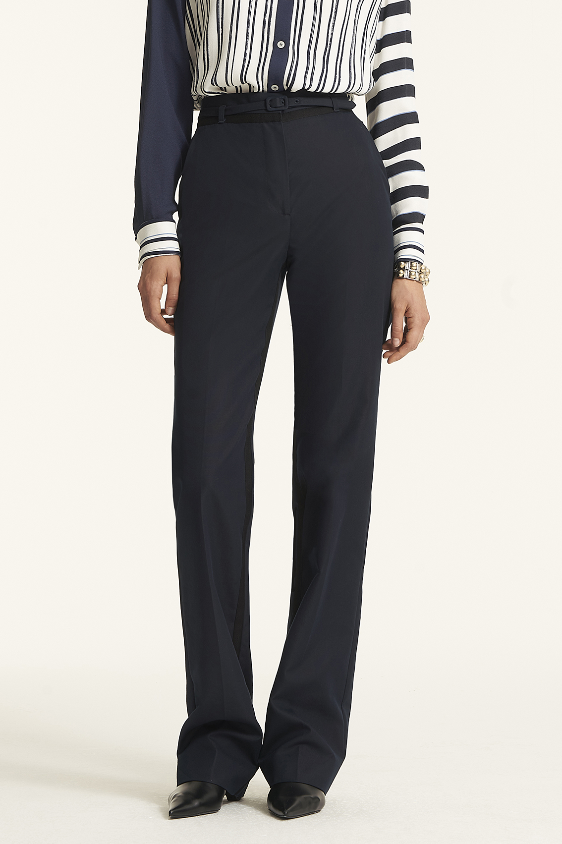 Belted Straight Leg Trousers