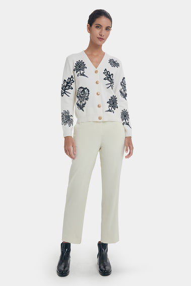 FLORAL EMBROIDERY WOOL CARDIGAN