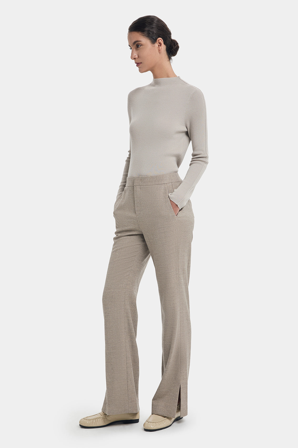 WOOL CASHMERE CLASSIC TROUSERS WITH SLITS