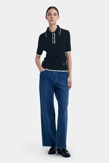 SILK CASHMERE CONTRAST POLO KNITWEAR