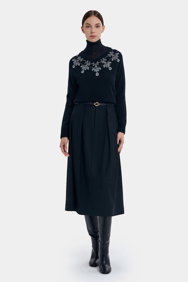 WOOL CASHMERE A-LINE SKIRT