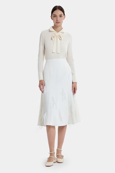 WHIMSICAL FEATHER TOUCH A-LINE SKIRT