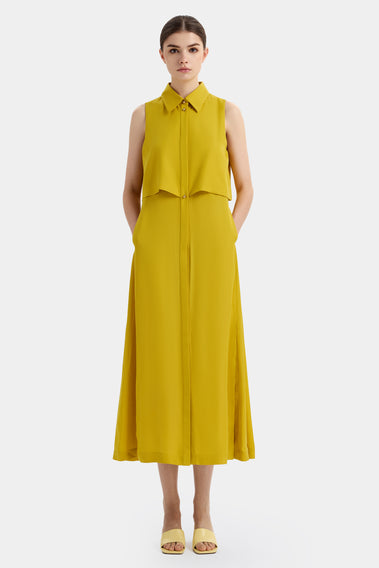 GOLDEN GLOW BUTTON DRESS