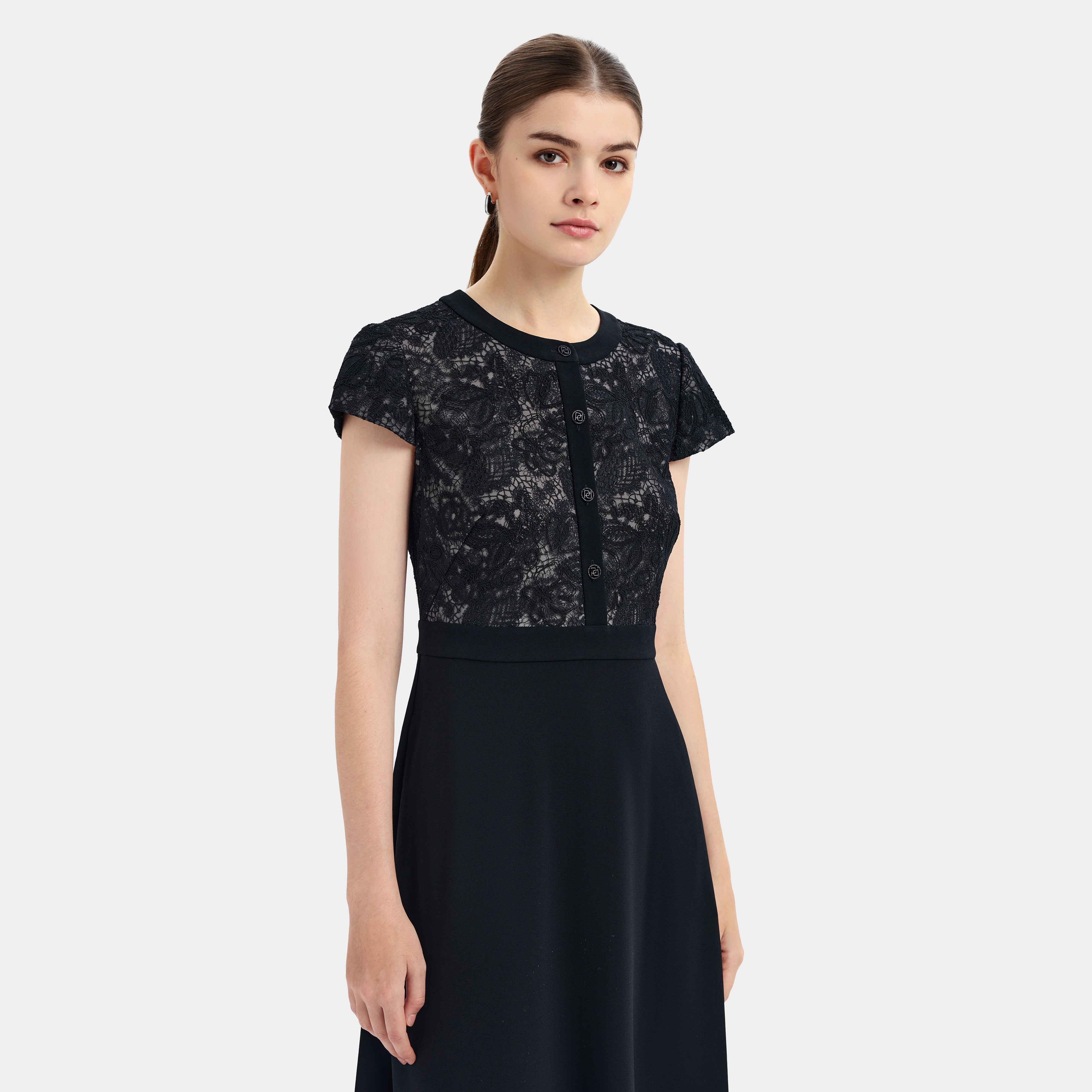EXQUISITE Black LACE TULLE DRESS, A PERFECT BLEND OF ELEGANCE AND CHARM, Black / 2 EXQUISITE Black LACE TULLE DRESS, A PERFECT BLEND OF ELEGANCE AND CHARM, Black / 2