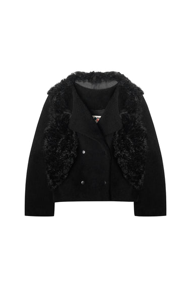LUXURIOUS BLACK WOOLFELL JACKET