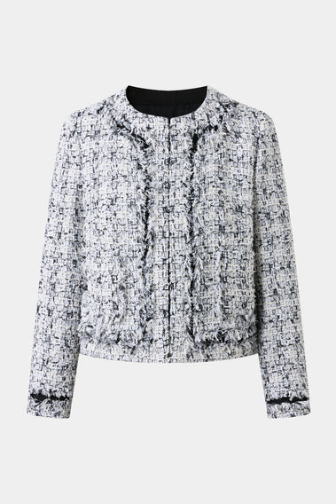 STYLISH CREAM AND BLACK TWEED JACKET, A LUXURIOUS WARDROBE ESSENTIAL