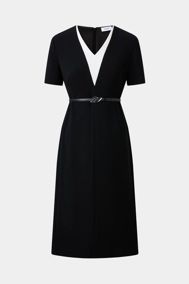 CLASSIC ESSENTIAL LITTLE BLACK DRESS, WITH WHITE CONTRAST
