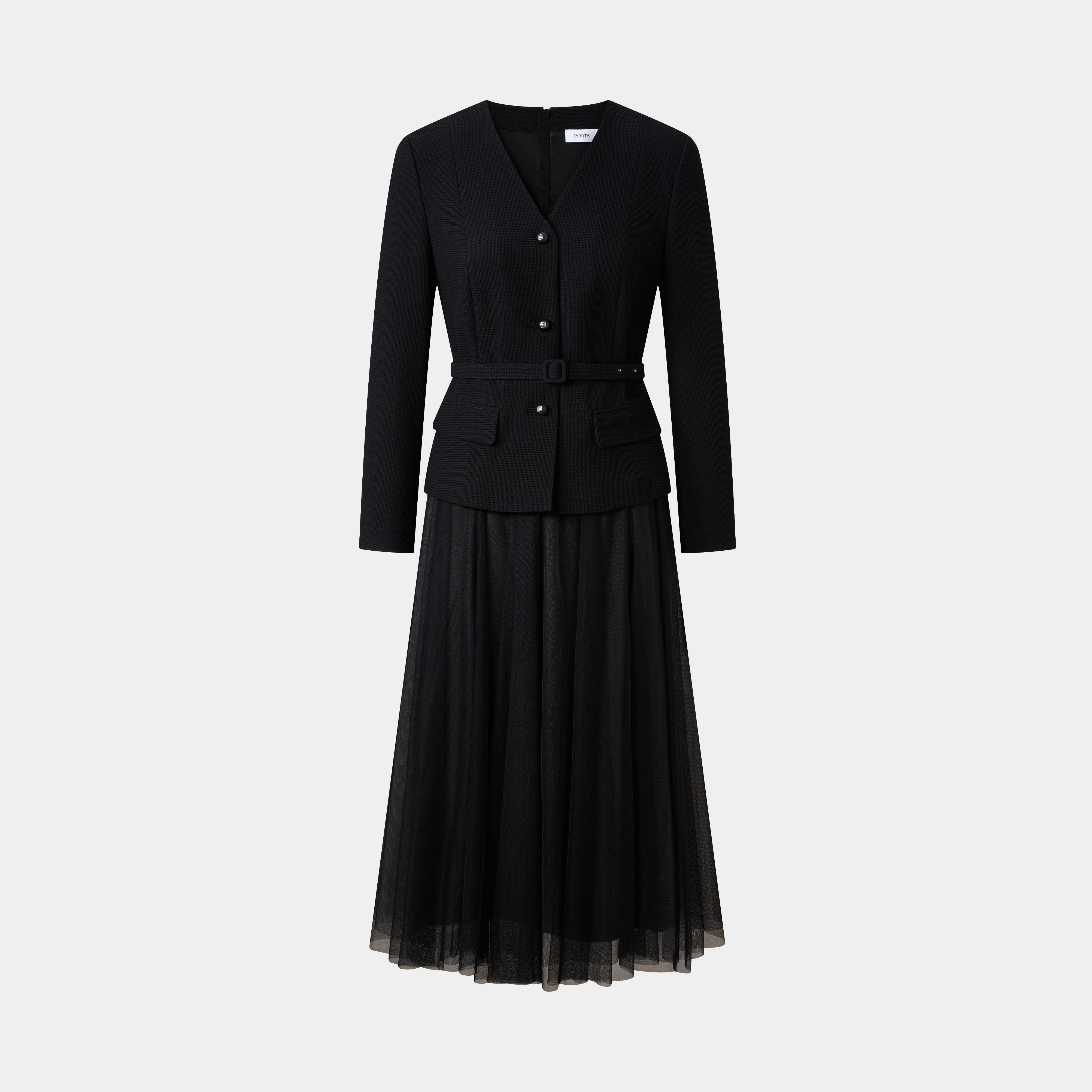 CLASSIC ESSENTIAL LITTLE BLACK DRESS, WITH BUTTON DECORATION – Ports1961