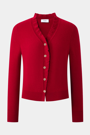 STUNNING RUFFLE TRIM CARDIGAN