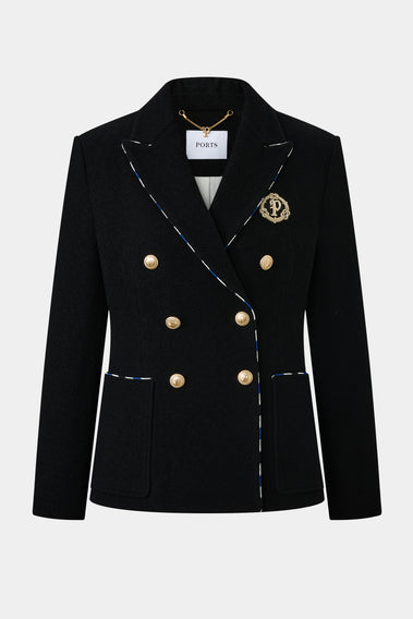 MARINE BLAZER WITH GOLD ACCENTS