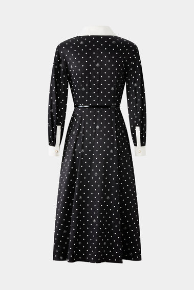 POLKA CHARM DRESS WITH CONTRAST WHITE COLLAR