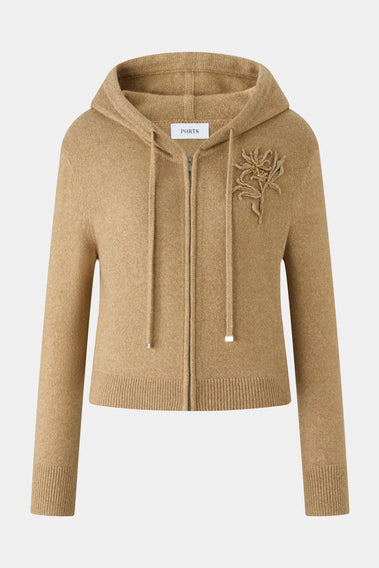 ELEGANT FLORAL EMBROIDERED HOODIE-IN SUNSET CASTLE COLOR