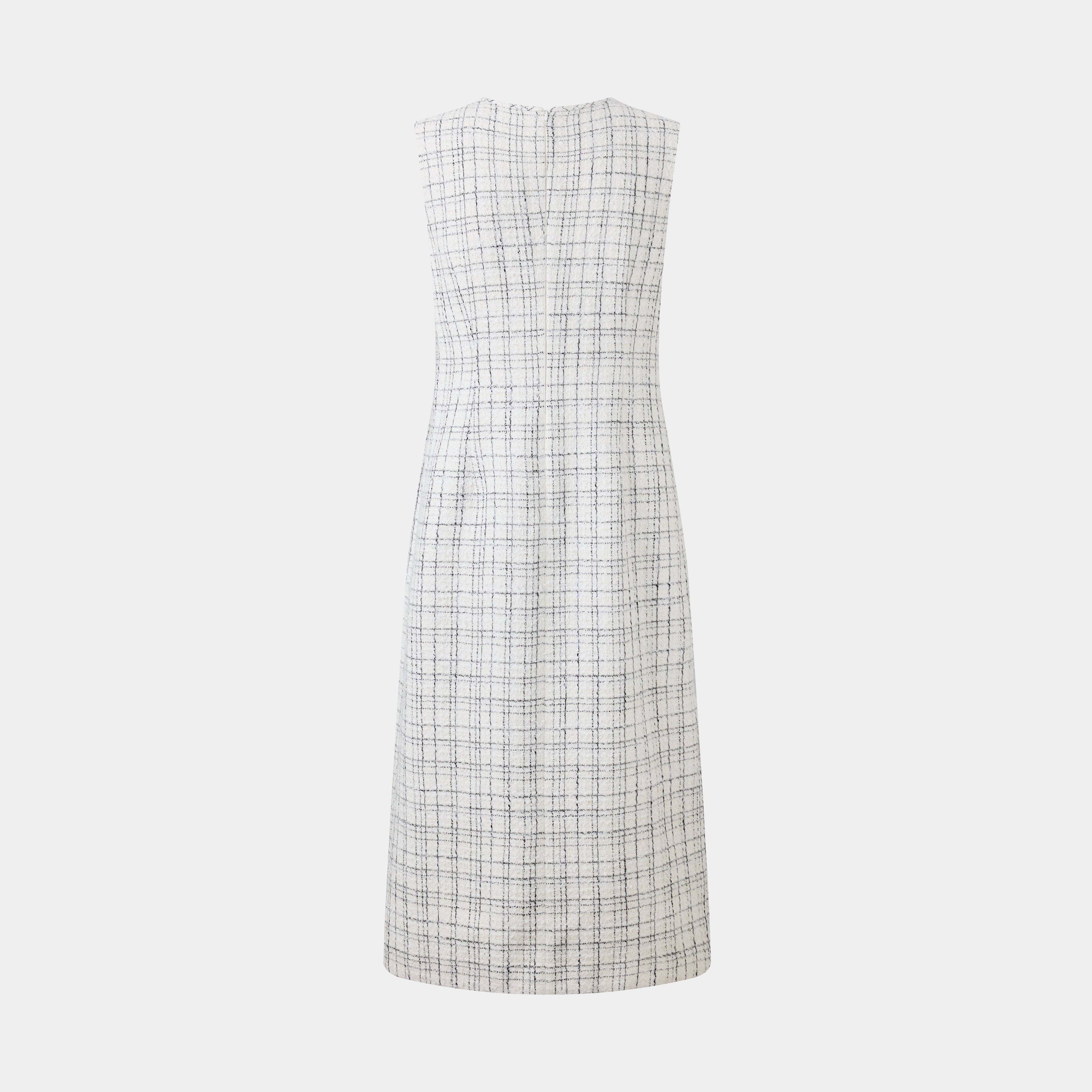 ELEGANT SLEEVELESS TWEED DRESS, A SOPHISTICATED ADDITION TO YOUR WARDROBE, WHT BLK CHECK / 8 ELEGANT SLEEVELESS TWEED DRESS, A SOPHISTICATED ADDITION TO YOUR WARDROBE, WHT BLK CHECK / 8