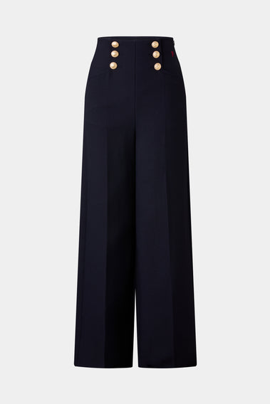 LUXURIOUS NAVY WIDE-LEG TROUSERS