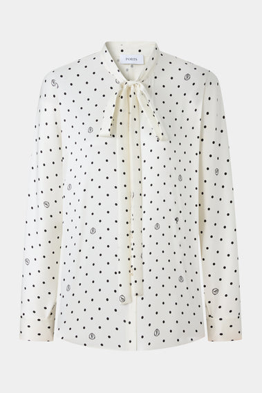 POLKA CHIC BOWTIE SHIRT (WHITE TONE)