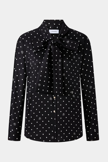 POLKA CHIC BOWTIE SHIRT (BLACK TONE)
