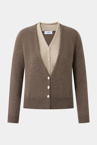 PORTS TWO-TONE BUTTON CARDIGAN