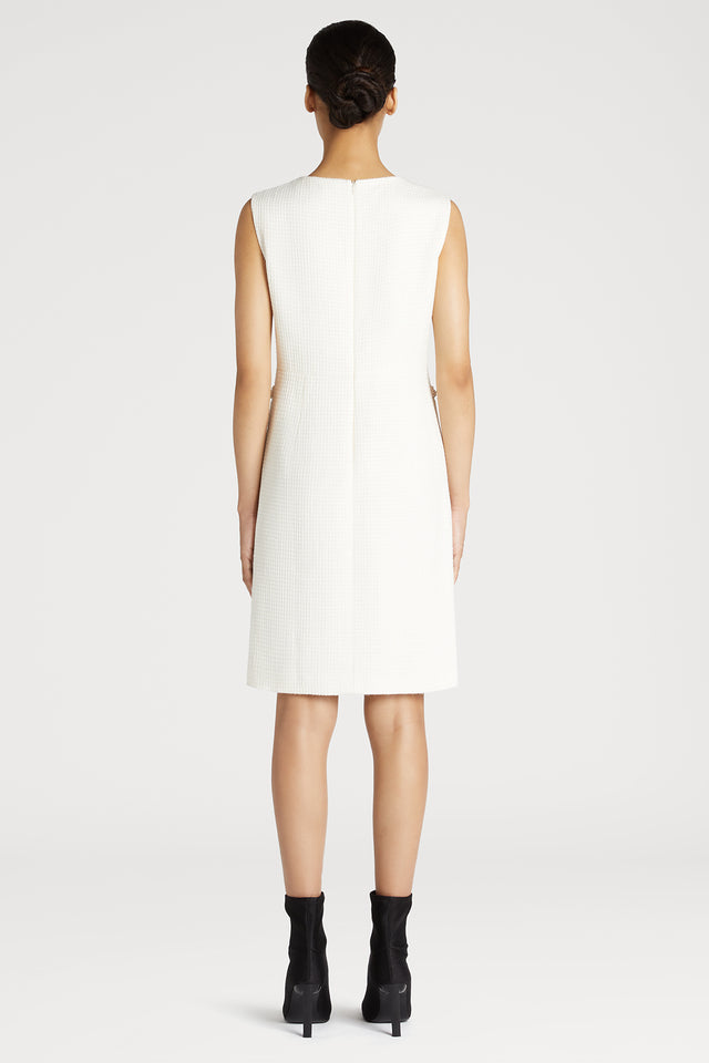 Sleeveless Tweed Dress with Beading Trim
