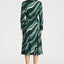 Printed V-neck Long-sleeve Dress
