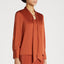V Neck Blouse with Chain Detail In Red Brown