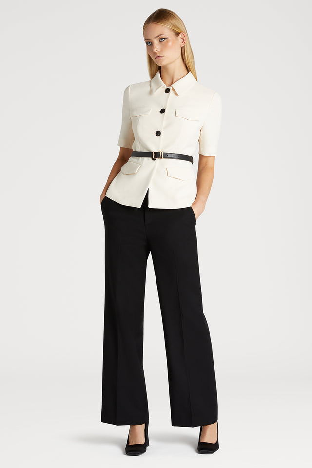 Short-sleeve Jacket with Leather Belt