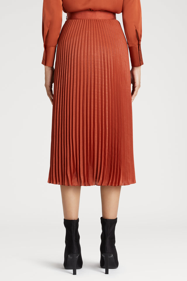Pleated Skirt In Red Brown