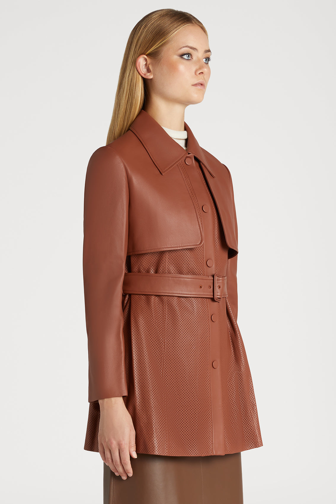 Belted Leather Trench