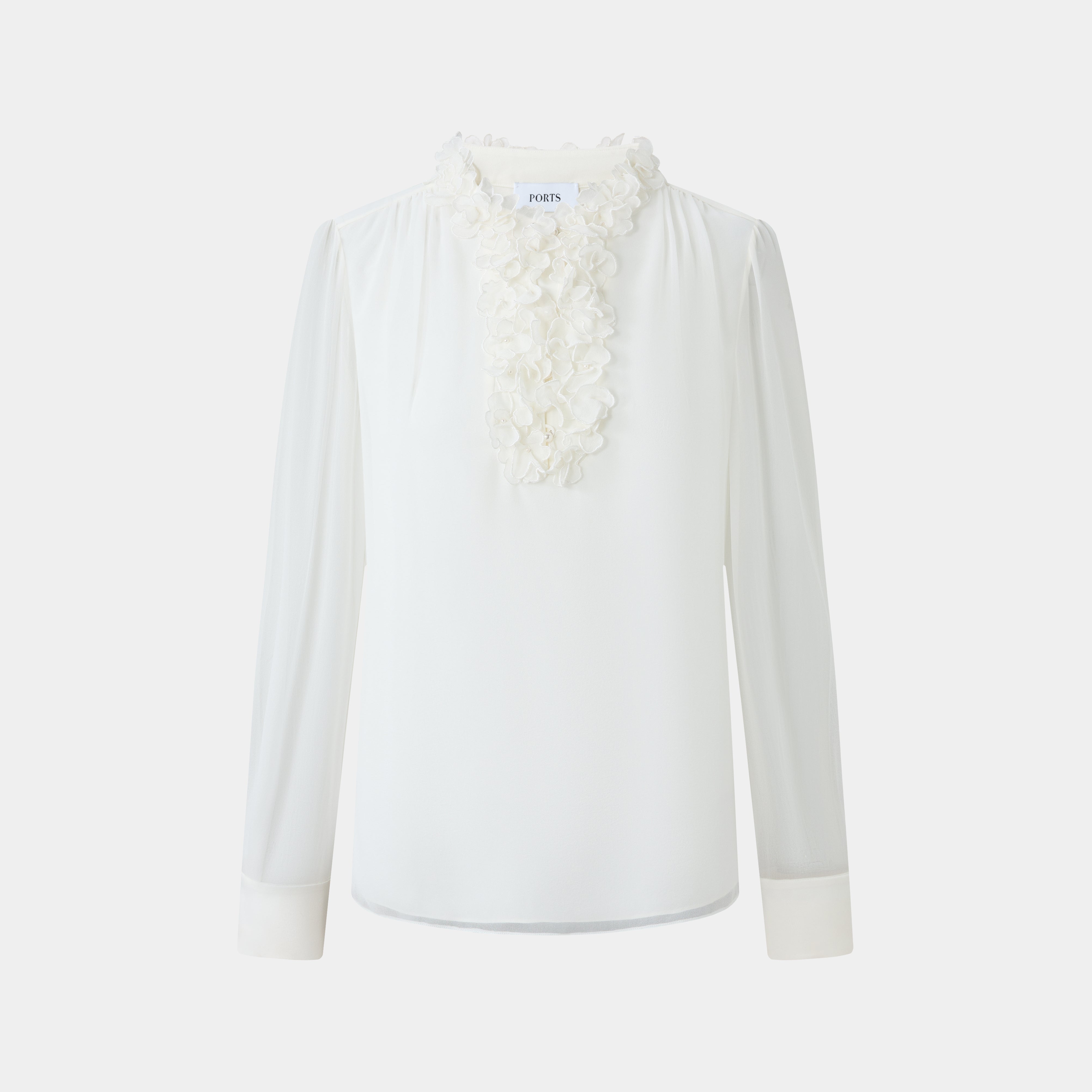 CLASSIC RUFFLE COLLAR WHITE SHIRT