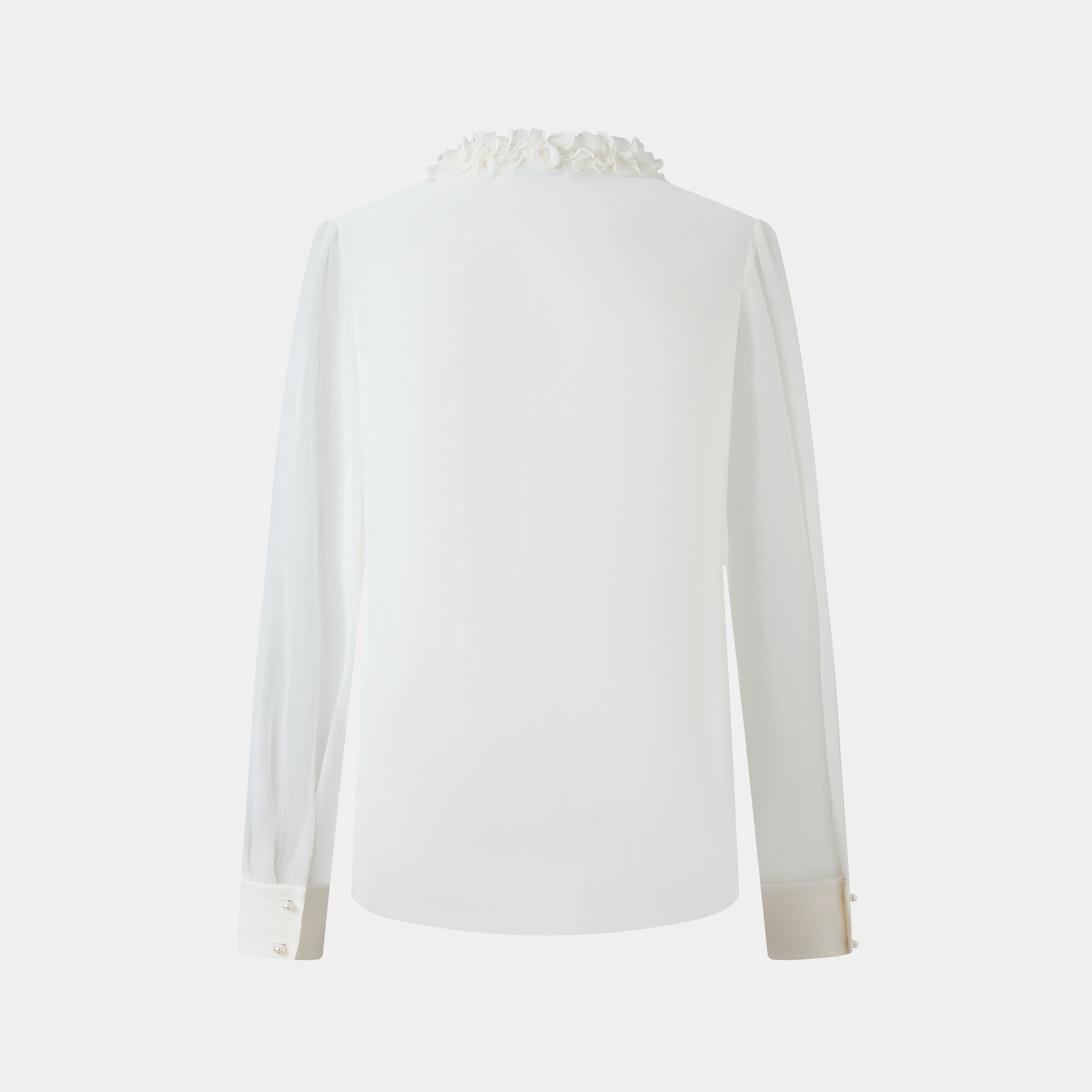 CLASSIC RUFFLE COLLAR WHITE SHIRT