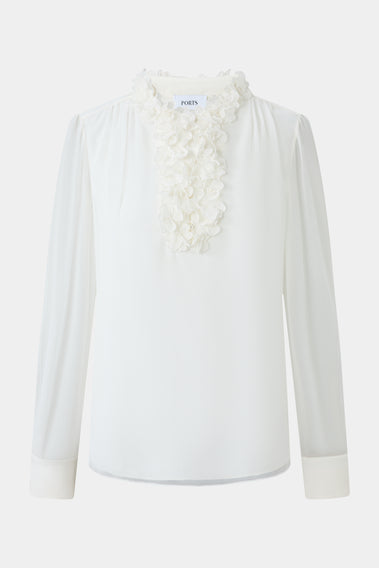 CLASSIC RUFFLE COLLAR WHITE SHIRT