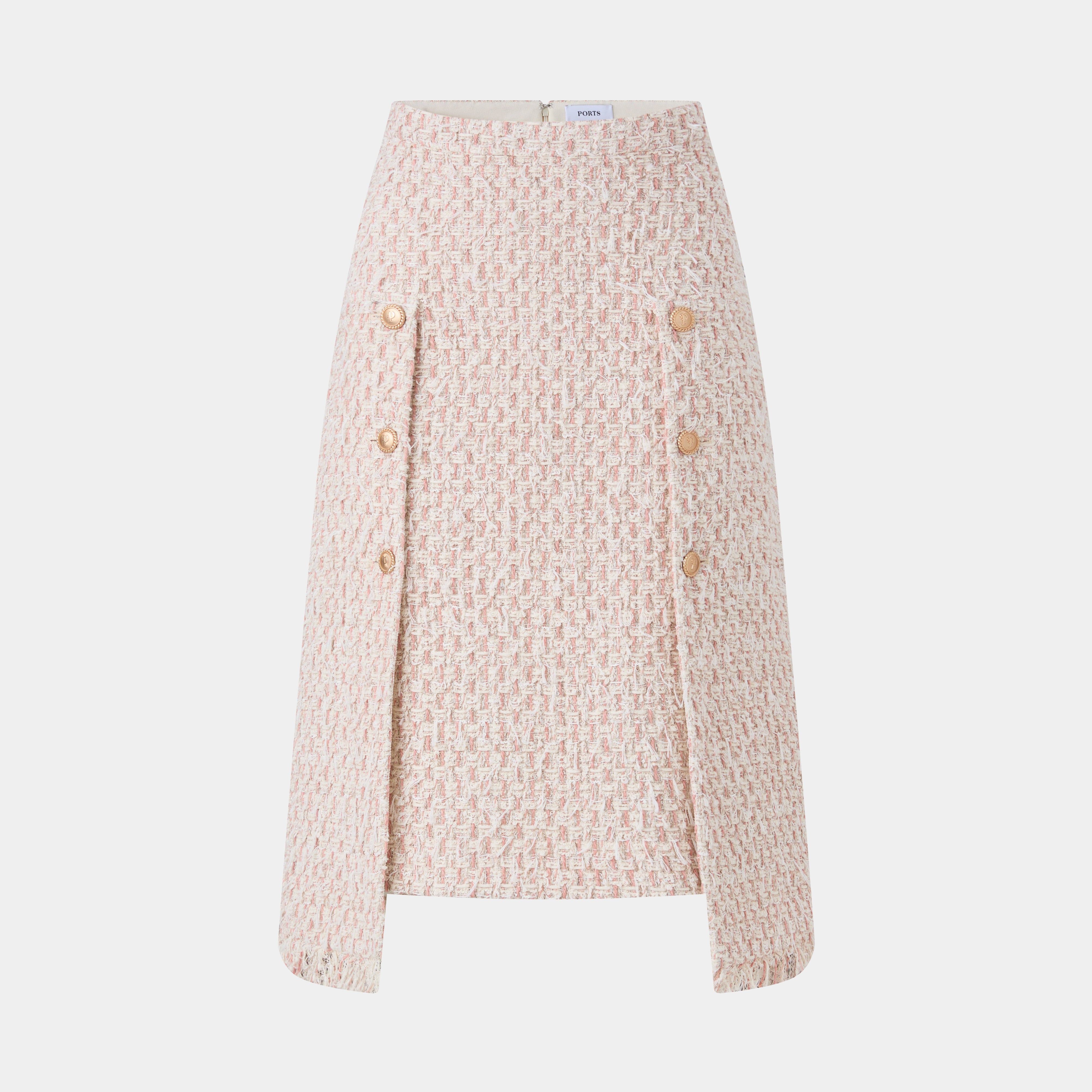 Button-detail Tweed Skirt