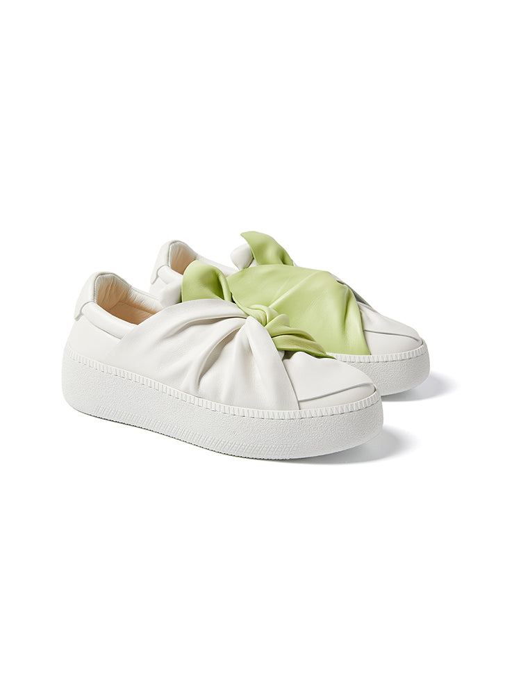 BI-Color, White & Pistachio Platform Iconic Bee Sneaker