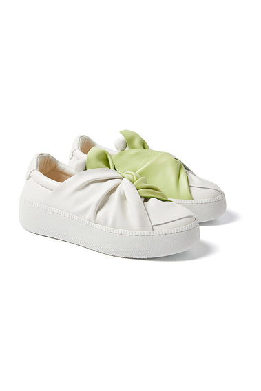 BI-Color, White & Pistachio Platform Iconic Bee Sneaker