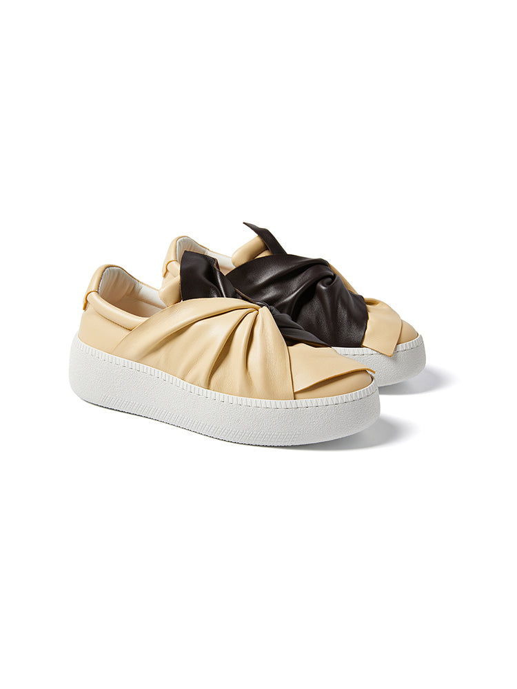 BI-Color, Black & Cream Platform Iconic Bee Sneaker