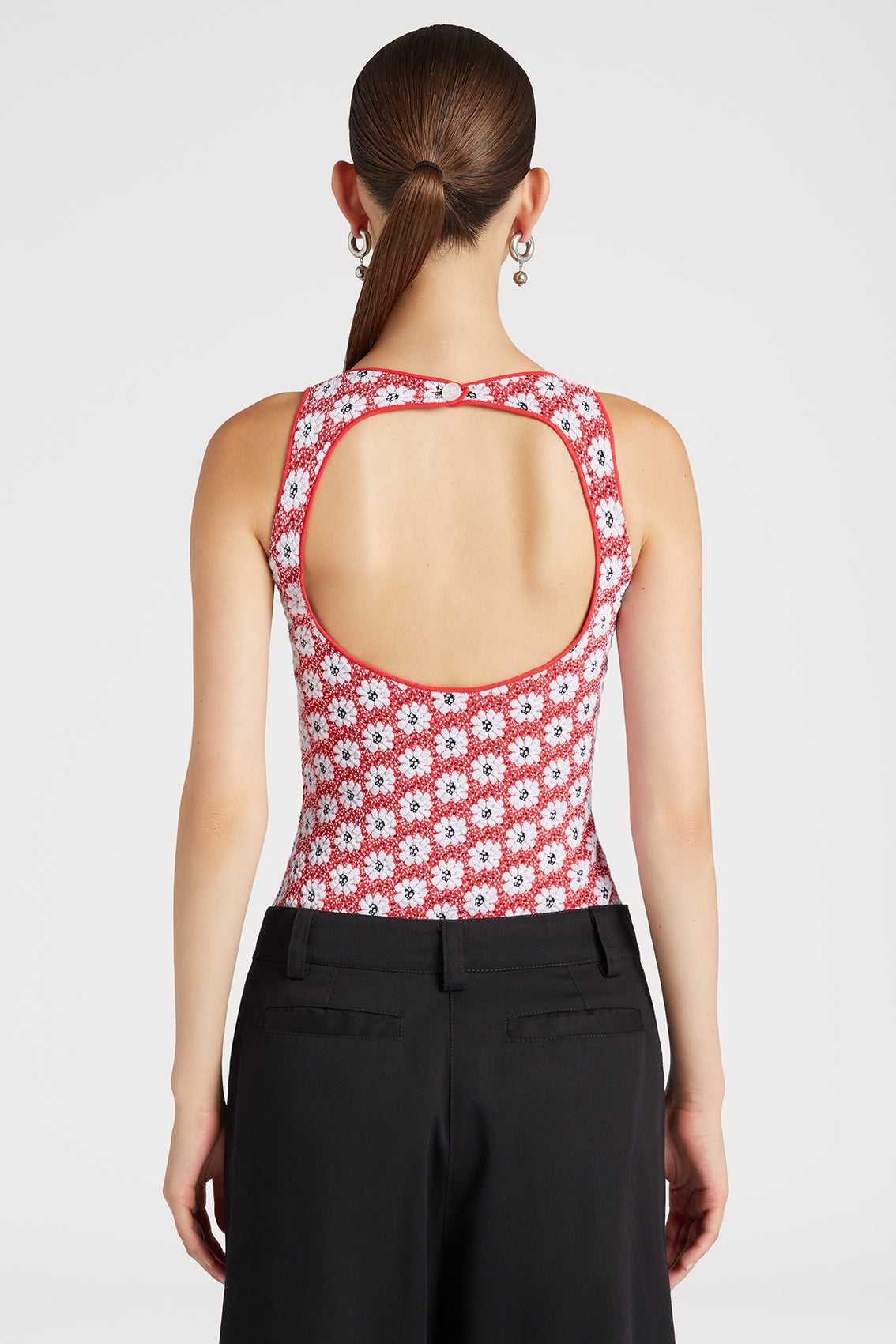 Floral-print Knitted Sleeveless Top