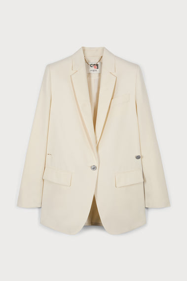 TIMELESS EVERYDAY SINGLE-BUTTON BLAZER IN IVORY