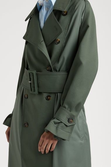 SUMPTUOUS MILITARY GREEN TRENCH COAT, THE EPITOME OF PORTS 1961 LUXURY