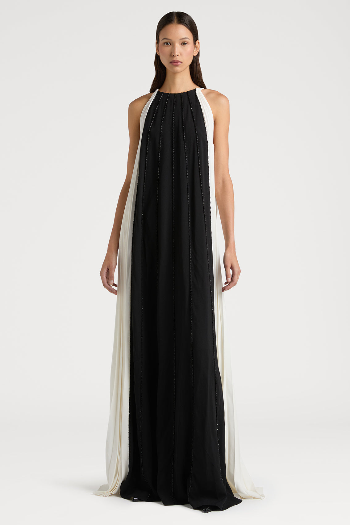 Refined Sophistication & Allure Black & White Contrast Gown