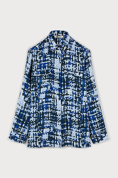 ARTFULLY CRAFTED WEAVING TWEED PRINTED SHIRT, MERGING CLASSIC CHARM STYLE