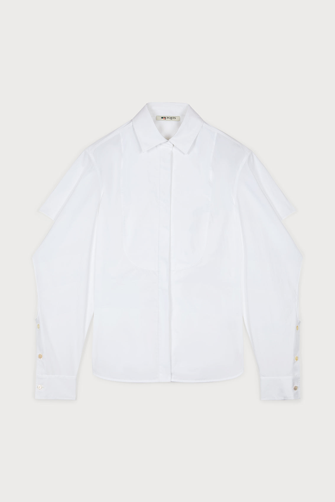 REFINED PORTS 1961 WHITE SHIRT - SHOWCASING DISTINCTIVE CUT-OUT DESIGN ELEMENTS