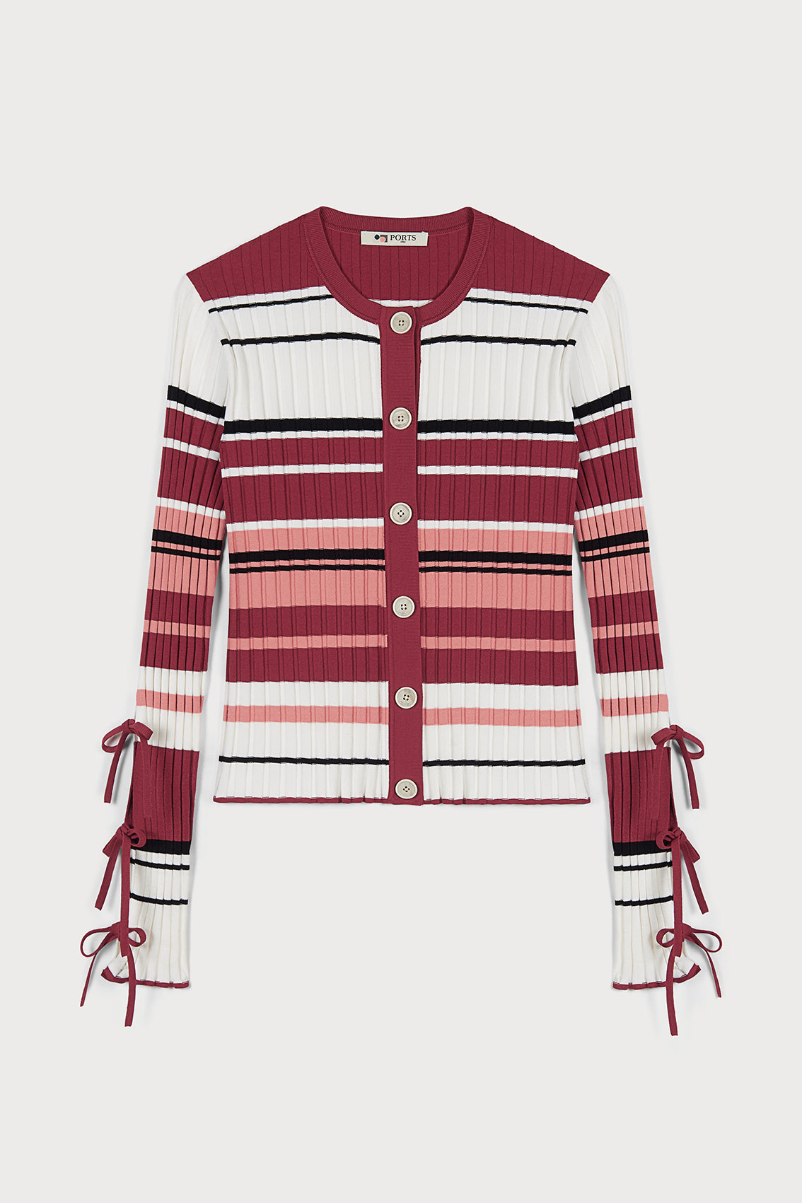 AMALFI COAST RED STRIPED CARDIGAN ADORNED WITH A BOW