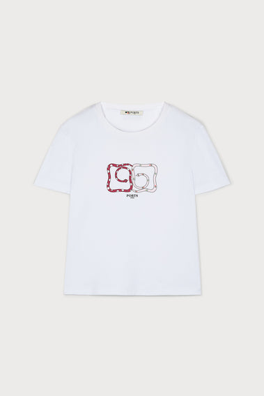 PORTS INFINITY LOGO ADORNED IN TWEED SHADOW PRINTED T-SHIRT