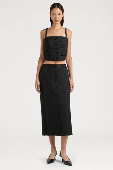 REFINED SKIRT SHOWCASING STYLISH CUT-OUT DETAILS AND BUTTON FEATURES