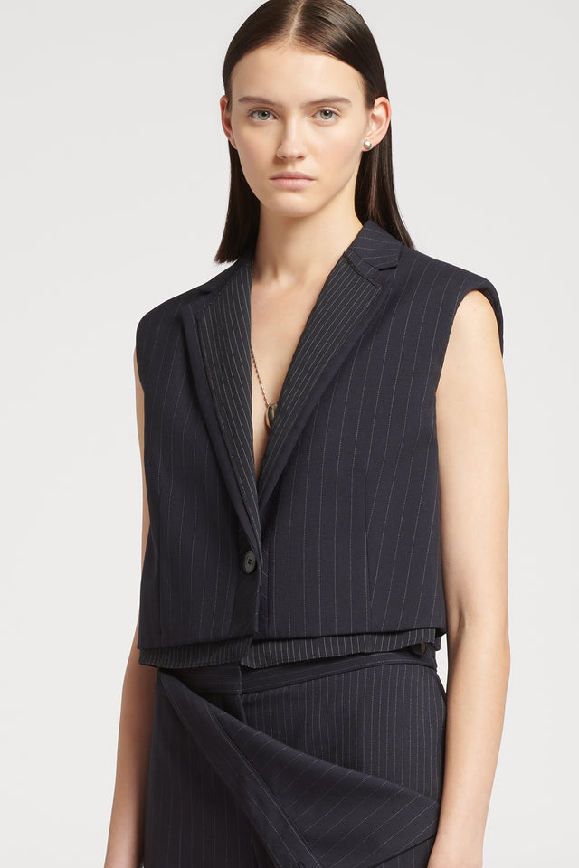 Multi-Layer Pinstripe Vest