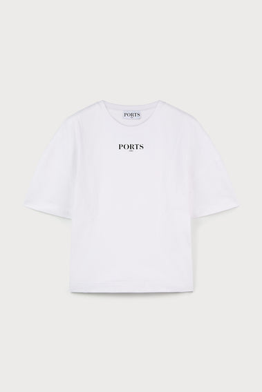 WHITE PRINTED JERSEY T-SHIRT